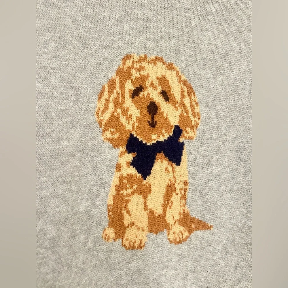 Orange Kiss Women’s Gray Sweater with Golden Puppy Dog Design Size 1X - Picture 3 of 7